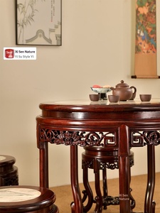 Mahogany Wood Wuzi Dengke Ming Qing Dynasty Antique Tea & Dining <b>Table</b> With <b>Marble</b> <b>Top</b> Jiangsu Origin Ming Style Mahogany <b>Table</b> - Product Image 5