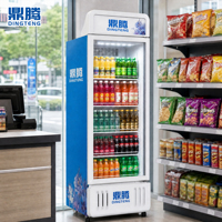Congélateur vertical à porte unique avec technologie de dégivrage avancée pour la vente de boissons en conserve et d'eau en bouteille