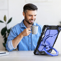 Étui pour tablette avec protection d'écran intégrée pour Samsung Galaxy Tab S10 FE/S10 Lite, anti-chute, en silicone, avec bandoulière, support rotatif