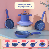 Ensemble de casseroles tendance 2025, mini, écologique, 5 pièces, ensemble de batterie de cuisine multifonction en aluminium avec casseroles et poêles et couvercle