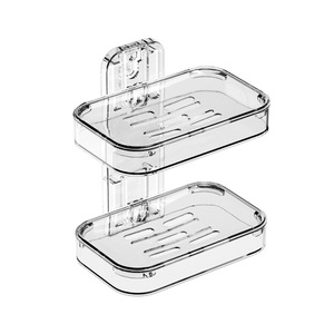 Zimoo Wall Mount Soap <b>Dish</b> Double Layer Plastic Rectangular Bathroom Storage Soap <b>Rack</b> - Product Image 5