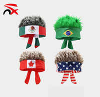 Bandeau Perruque Synthétique Personnalisé de Haute Qualité avec Logo, Bandeau Cheveux Drapeau Mexique Canada pour Événements Sportifs
