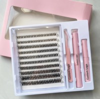 Kit d'extension de cils en grappe DIY, cils individuels doux et naturels, vente en gros, emballage personnalisé, cils en grappe 3D de 8 à 18 mm