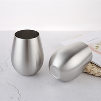 Nouveau produit Verre à vin sans pied en acier inoxydable monocouche de 18 oz Forme d'œuf Boisson au vin Modèle ODM&OEM pour tasse à café