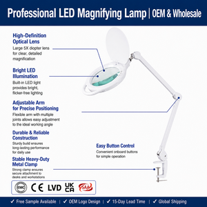 <b>Clamp</b> Mount With Flip up Lens Cover Multi Joint Metal Swing Arm Stepless Adjustable Brightness for Soldering - Product Image 1