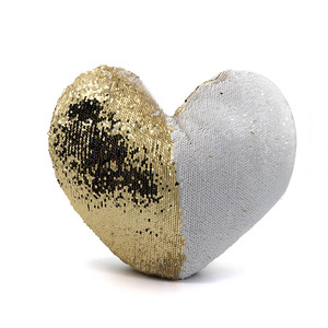 Sublimation Printable Reversible Gold Magic Sequin Knitted Eco-Friendly 100% Polyester Waterproof Modern <strong>Square</strong> Heart <strong>Pillow</strong> - Product Image 5