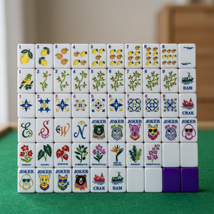 Transparent Purple Acrylic American Mahjong Tiles Deeply Engraved Two Sparrows Mahjong Set for <b>Entertainment</b> - Product Image 4