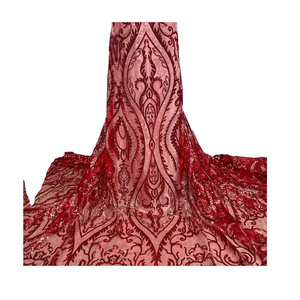 Maglia di-tela de tul con lentejuelas bordadas, base de malla brillante para vestido de fiesta de boda - Product Image 1