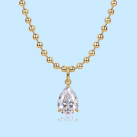Chaîne en Moissanite Poire 9*13mm Argent Sterling 925 VVS D Or Couleur GRA Certifié Moissanite Bijoux Pendentif Collier