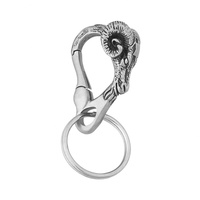 Llaveros al por mayor de fábrica, llaveros de acero inoxidable, accesorios de joyería metálica, grabado de logotipo de marca, diseño de cabra