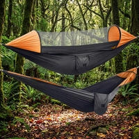 Hamac de camping portable en nylon avec moustiquaire, ultraléger, pour l'extérieur, avec sangles de suspension pour arbre, lit suspendu pour 2 personnes