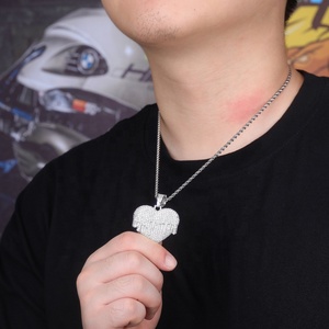 Hip Hop Cubic Zirconia Latón chapado en oro Bling Iced Out Melting Heart Lover colgante collares para Mujeres Hombres rapero fiesta joyería - Product Image 3
