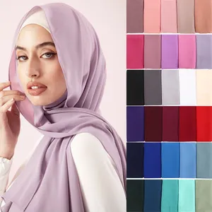 Wholesale Fashion Malaysia Dubai Pakistani Turqu Heavy Premium Bubble Shawl Supplier Turkish Women Muslim Scarf Chiffon Hijab