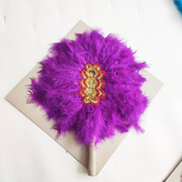 Éventail en plumes dorées en gros pour mariage de mariée ouest-africaine