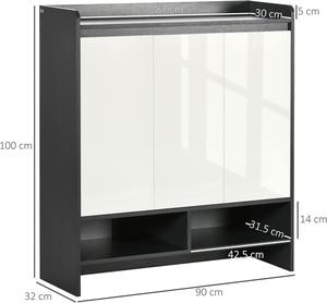 Meuble à chaussures de couloir en bois laqué brillant avec portes blanches et étagères ouvertes, MOQ 100 - Product Image 5