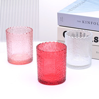 Porte-bougies en verre borosilicate à bord festonné esthétique, motif nuage gaufré coloré, résistant à la chaleur, pour la Saint-Valentin