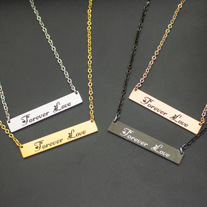 Personalized Bar Pendant Wholesale Jewelry Gold Plated <b>Custom</b> Engraved Stainless Steel Bar <b>Necklace</b> - Product Image 6