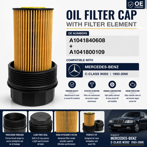Bouchon de filtre à huile moteur de qualité authentique avec filtre en papier pour Mercedes-Benz W202 93-00 OE A1041840608+ A1041800109 - Product Image 1