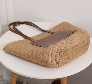 Broderie lettre Logo sacs à bandoulière sacs à main de luxe 2025 plage paille Shopping seau sacs femmes sacs fourre-tout avec sangle en polyuréthane - Product Image 5