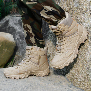 Bottes de désert pour hommes, bottes de randonnée tactiques à lacets en PU pour l'extérieur - Product Image 2