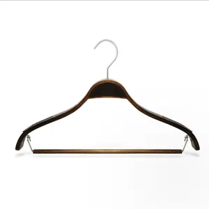 Высококачественная Роскошная многослойная деревянная вешалка для одежды с жемчужным никелевым крючком от производителя, оптовая продажа