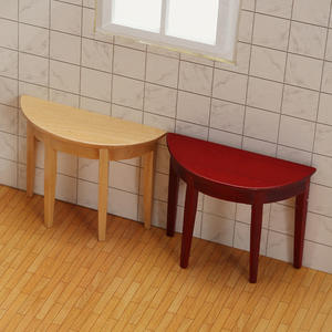 Mini Mesa semicircular de entrada de madera, bolsillo rojo vino, 12 puntos, casa de muñecas DIY de juguete, modelo de juego de comida, accesorios, Mini entrada - Product Image 5