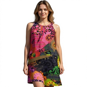 Women's Modern Simple Trendy Boho Mini Sleeveless 100% Cotton Casual Summer <b>Dress</b> Blast Holl Designer Eco-Friendly Breathable - Product Image 1