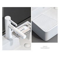 Lavabo en céramique blanc X5140 avec planche à laver intégrée, orientable gauche/droite, pour salle de bain, maison, hôtel, équipement sanitaire