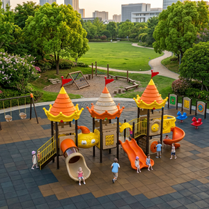 Équipement de terrain de jeu extérieur commercial robuste pour enfants, style <span class=keywords><strong>château</strong></span>, dalles en caoutchouc pour enfants, aire de jeux extérieure - Product Image 1