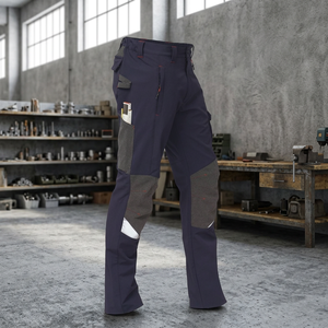 Pantalon tissé TTAKE style léger gris camouflage taille 2XL, délavage vieilli, anti-plis, logo personnalisable, décorations à fermeture éclair et plissées - Product Image 3