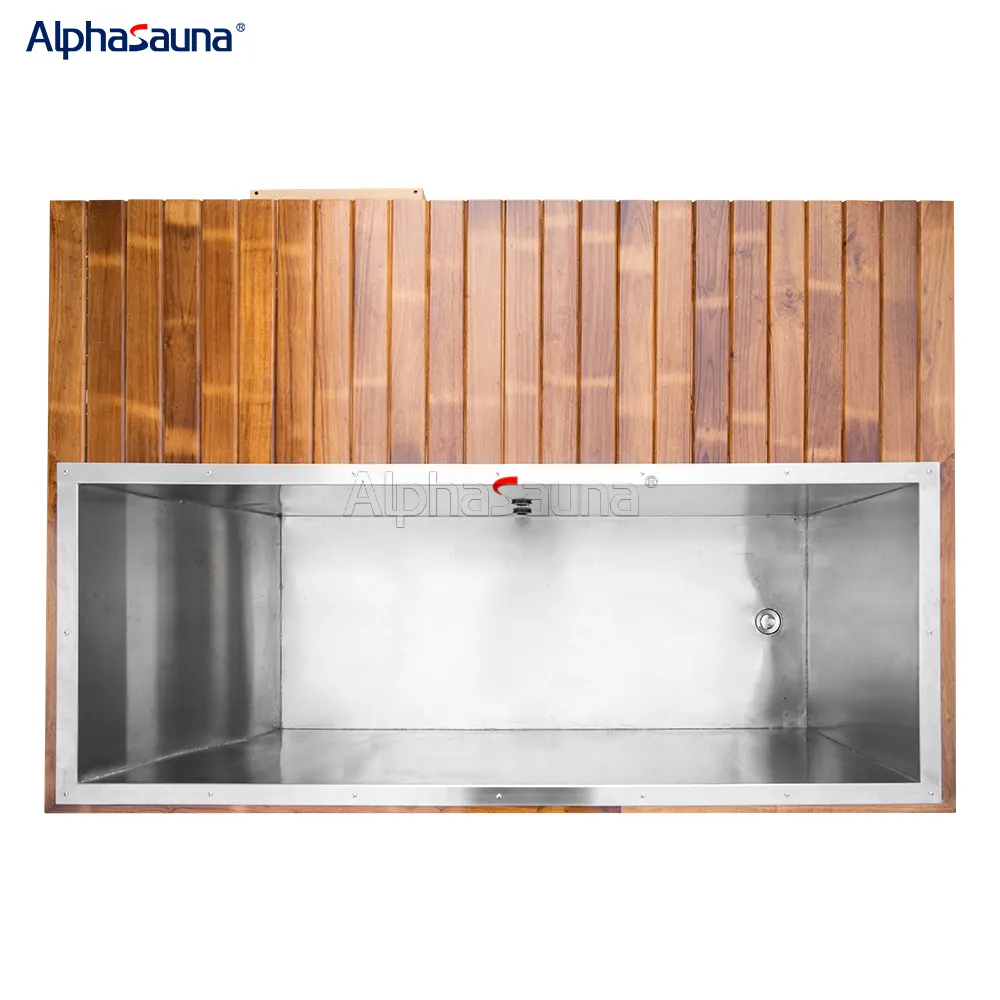 Alphasauna Wooden Outdoor Stainless Steel Liner Cold Plunge Tub Portable Wood Barrel Ice Bath Tub Recovery Pod Chiller Optional