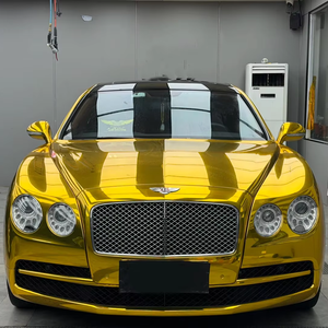 Premium Finish Chrome Gold PET Car Vinyl <b>Wrap</b>, Anti-Scratch Electroplating Film, Esign Full Car Body Protection Vinyl <b>Roll</b> - Product Image 1