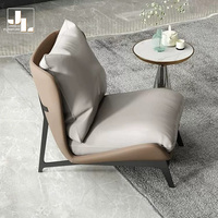 Chaise de salon moderne avec structure en métal de luxe en cuir marron pour une chaise de loisir chaise longue meubles