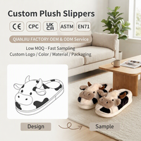 Chaussons d'hiver pour femmes Chaussons d'animaux mignons Chaussons pelucheux chauds Chaussures d'intérieur en coton antidérapant Chaussures drôles pour femmes