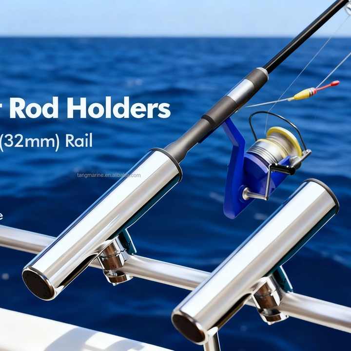 stainless steel clamp on fishing rod holder Amarine Made (2x) Rail Mount for Rails 1-1/4" to 2" : Sports & Outdoors sand blasted 360 Rail Mount Fishing Rod