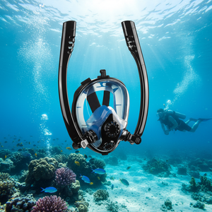 <span class=keywords><strong>Masque</strong></span> de plongée intégral étanche à double tube respiratoire, anti-fuite, équipement de plongée professionnel, anti-buée, vision panoramique - Product Image 1