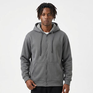 <b>Men's</b> Hooded Fleece <b>Zip</b>-<b>Up</b> Sweatshirt Solid Color Casual Regular Fit Autumn Wear - Product Image 1