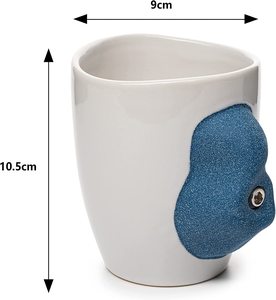 Tasse à bascule en céramique personnalisée couleur bleue poignée de grimpeur tenir cadeaux et accessoires porte-pincement tasse renforce doigt - Product Image 3