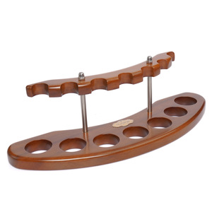 Muxiang 7 Position <b>Fan</b> Shaped Pipe <b>Stand</b> Walnut Wood Base Tobacco Pipe Display Rack - Product Image 5
