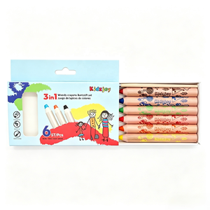 <span class=keywords><strong>Crayon</strong></span> de cire géant 3-en-1 OEM d'usine 6/12 couleurs avec taille-<span class=keywords><strong>crayon</strong></span>, ensemble de crayons de couleur 3-en-1 en bois, <span class=keywords><strong>crayon</strong></span> aquarelle pour enfants - Product Image 1