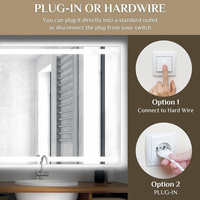 3 Light Colours Led Mirror Dimmable Tempered Glass Explosion Protection Touch Switch Memory Function Anti Fog Bathroom Mirror