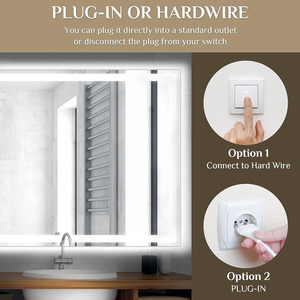 3 màu sắc ánh sáng Led Gương Dimmable Tempered Glass nổ bảo vệ cảm ứng chuyển đổi chức năng bộ nhớ chống sương mù phòng tắm gương - Product Image 6