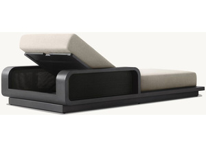 Chaise longue de jardin en aluminium, style unique rotin et métal, pour piscine, fête en plein air, détente, mobilier de plage - Product Image 3