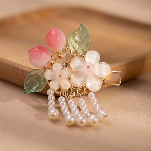 Lindas pinzas para el cabello con forma de melocotón para niñas, estilo tradicional chino, accesorios dulces y hechos a mano para niñas pequeñas. - Product Image 3