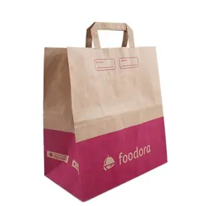 Großhandel Custom Logo Öko Restaurant Kraft SOS Geschenk papier Verpackung Einweg Fast Food Lieferung zum Mitnehmen Tasche