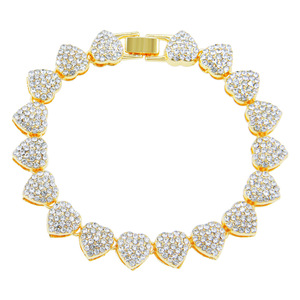 New Hiphop Style Rhinestone Heart Shaped Bracelet Light Luxury Trendy Men's and Women's Styles Alloy Bracelet Wholesale Jewelry - Product Image 6