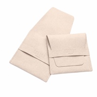 Pochette à bijoux en microfibre suédée avec logo personnalisé, sac enveloppe de luxe pour collier, boucles d'oreilles, bague, emballage