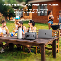 Centrale électrique portable avec batterie LiFePo4 intégrée 960WH Fonction de télécommande MPPT et ports de sortie DC AC