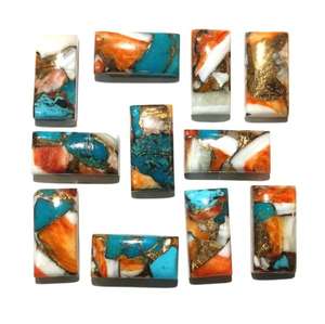 Turquesa Cobre de Ostra Espinosa Natural, Cabujón Liso de Forma Rectangular Larga, Gema para Joyería, Anillos, Collares, Pulseras, Cambio de Color - Product Image 6