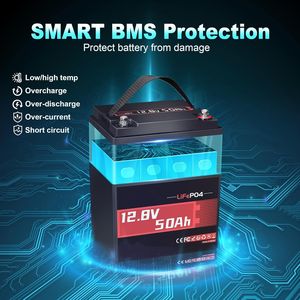 Batería LiFePO4 de 12V 50Ah con BMS de 50A, Batería de Fosfato de Hierro y Litio Recargable de 640W, Perfecta para Campamentos en Autocaravanas y Almacenamiento de Energía en el Hogar - Product Image 2